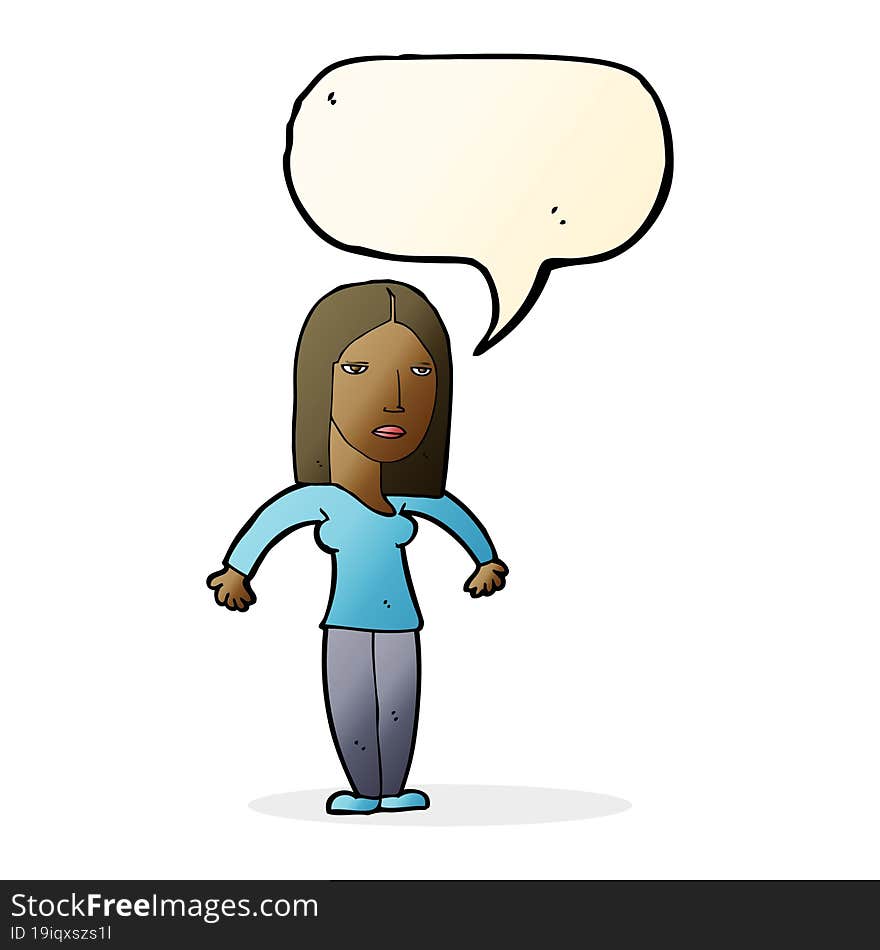 cartoon annoyed woman with speech bubble