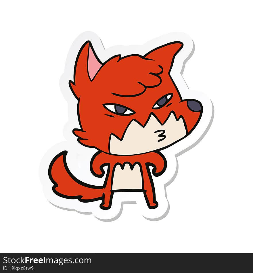 sticker of a clever cartoon fox