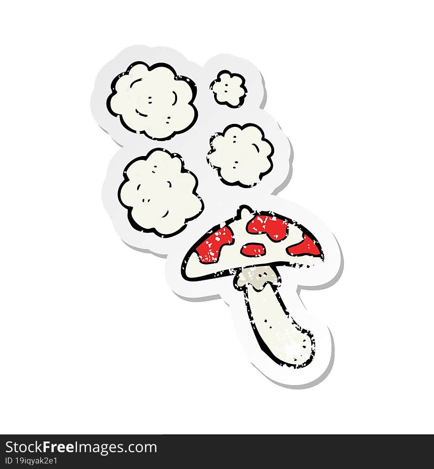 retro distressed sticker of a cartoon toadstool