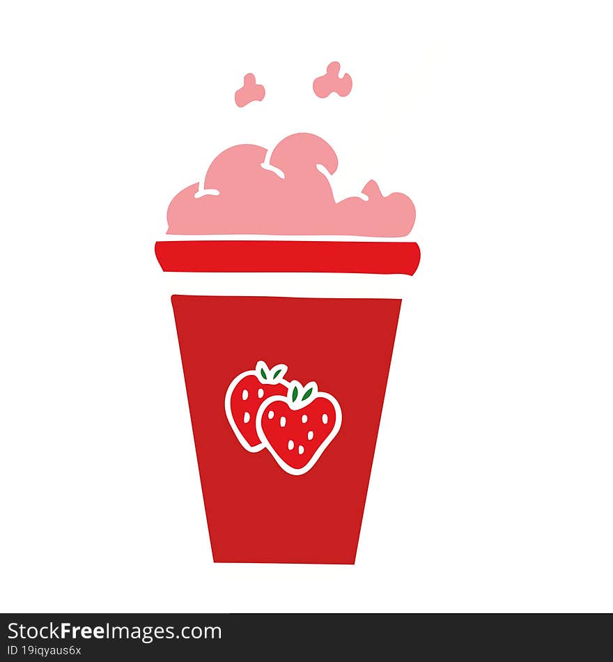 Quirky Hand Drawn Cartoon Strawberry Milkshake