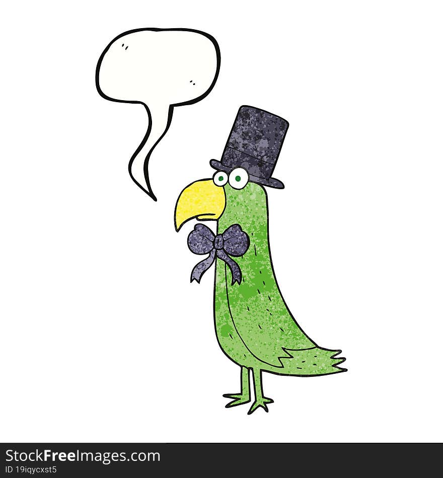 Speech Bubble Textured Cartoon Posh Parrot