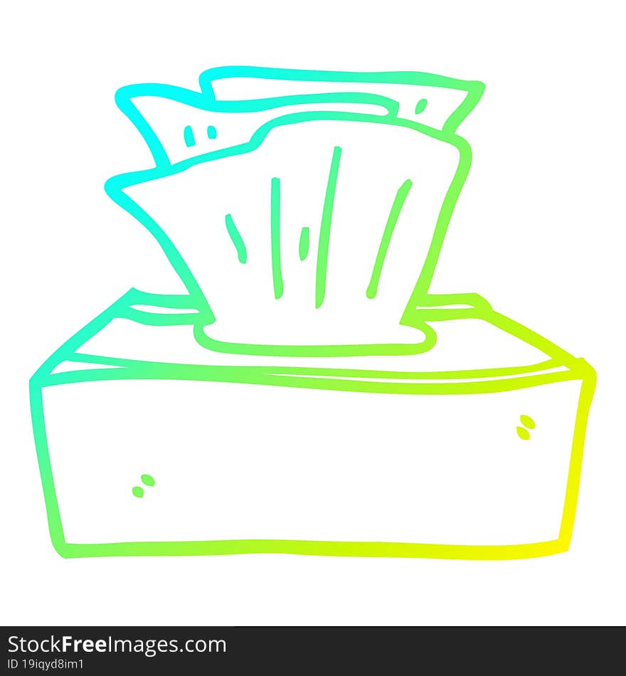 Cold Gradient Line Drawing Cartoon Box Of Tissues