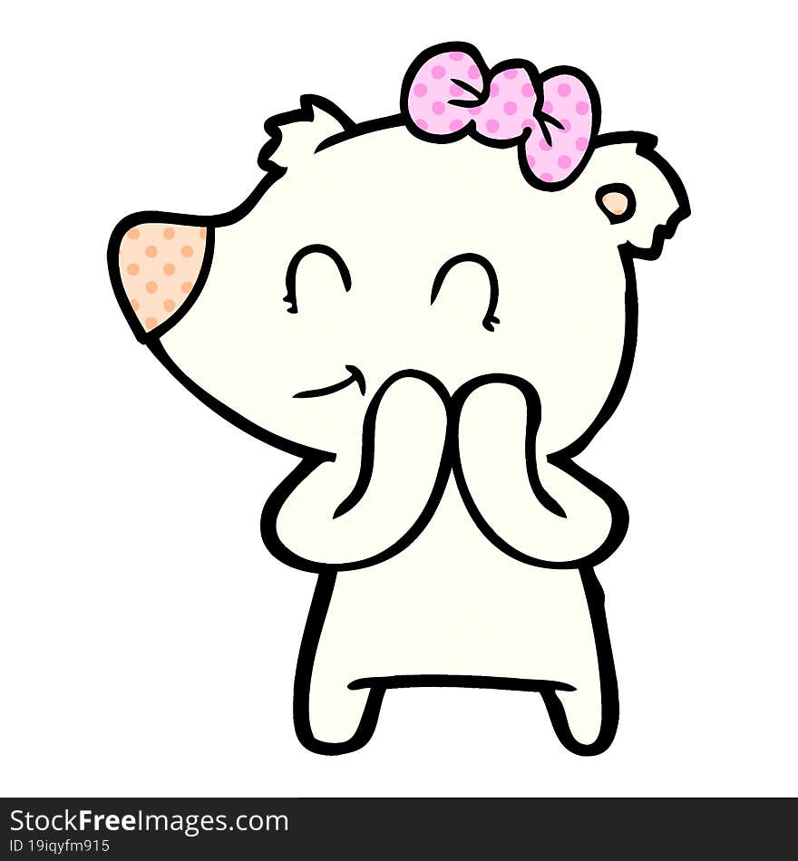 shy female polar bear cartoon. shy female polar bear cartoon