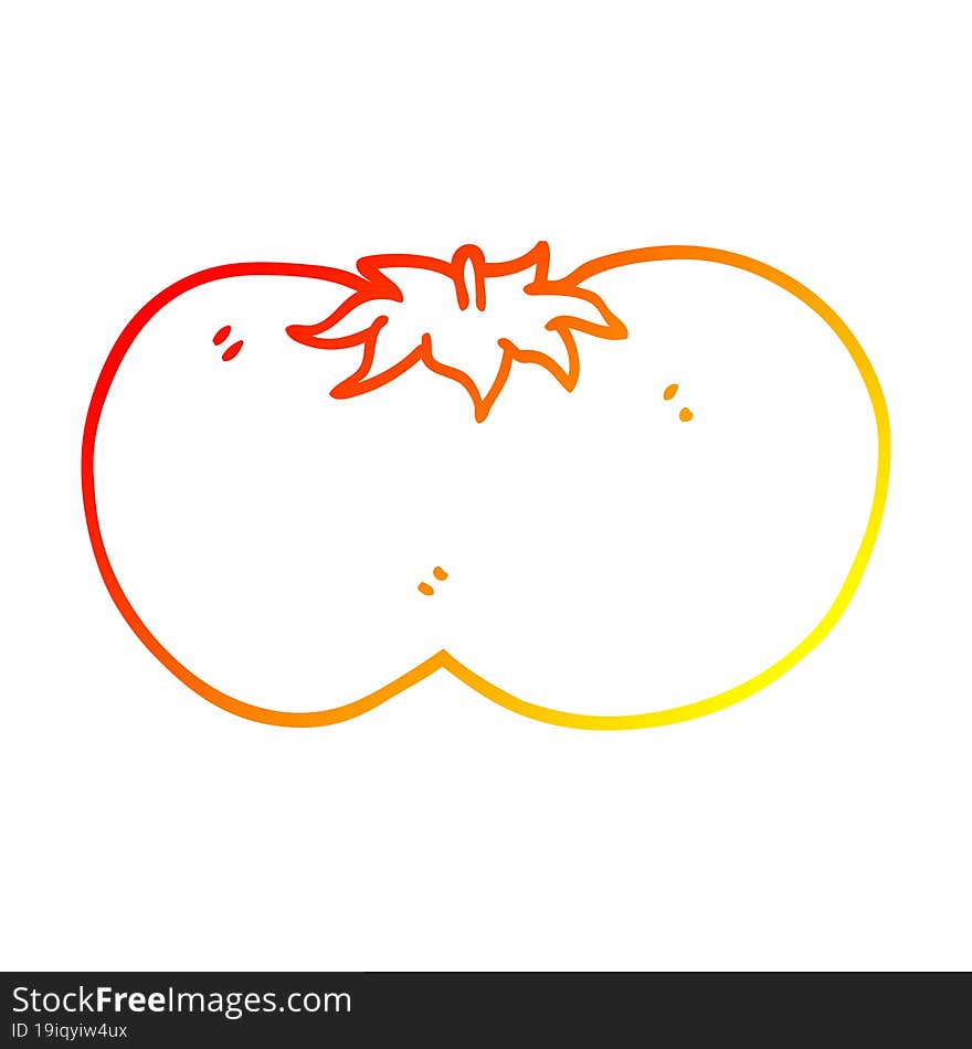 warm gradient line drawing of a cartoon huge tomato