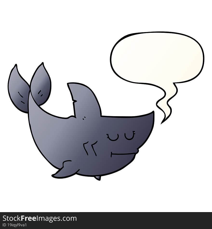 cartoon shark and speech bubble in smooth gradient style