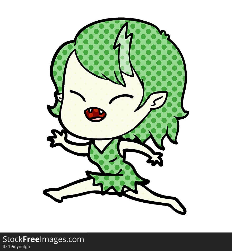 cartoon laughing vampire girl running. cartoon laughing vampire girl running