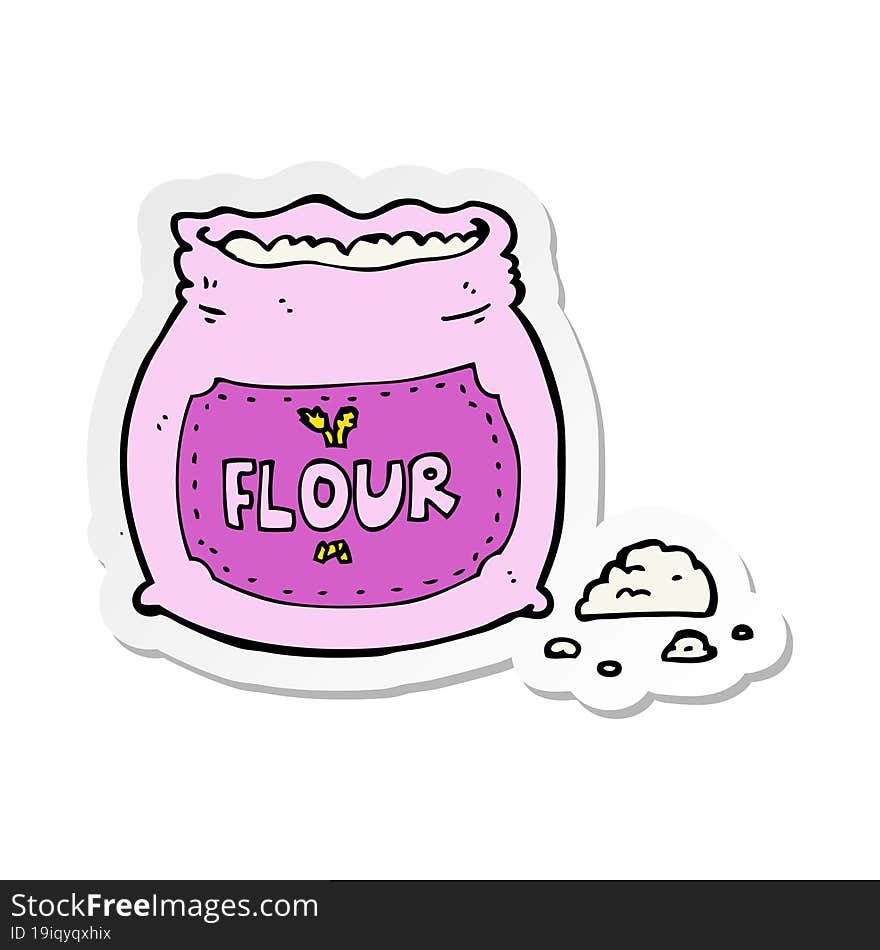 sticker of a cartoon pink bag of flour