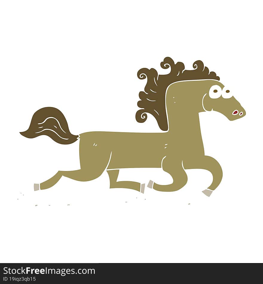 flat color illustration of a cartoon running horse