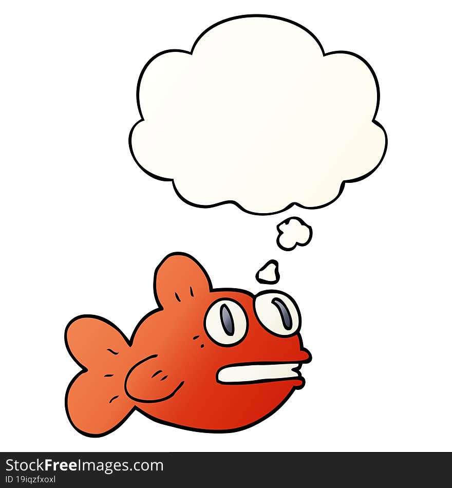 cartoon fish and thought bubble in smooth gradient style