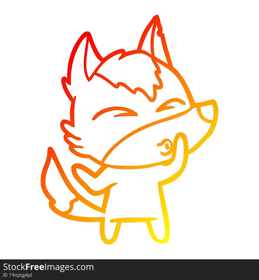 warm gradient line drawing cartoon wolf whistling