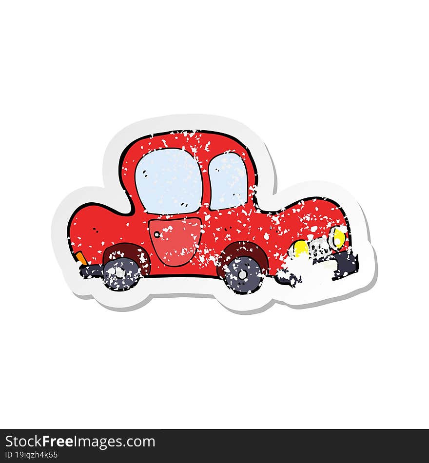 retro distressed sticker of a cartoon car