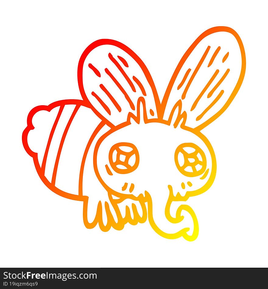 warm gradient line drawing of a cartoon fly