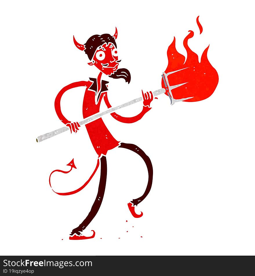 Cartoon Devil With Pitchfork