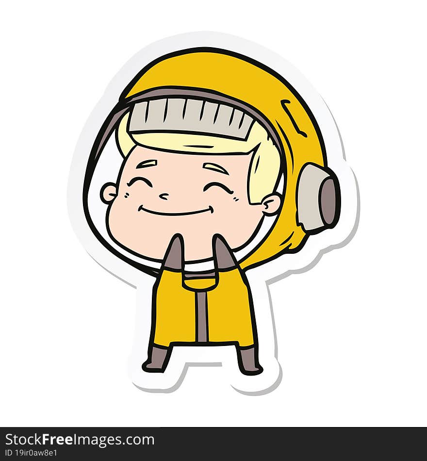 sticker of a happy cartoon astronaut