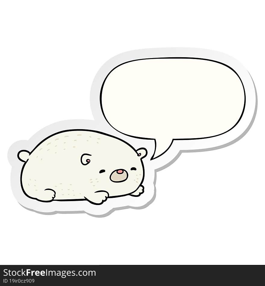 Cute Cartoon Polar Bear And Speech Bubble Sticker