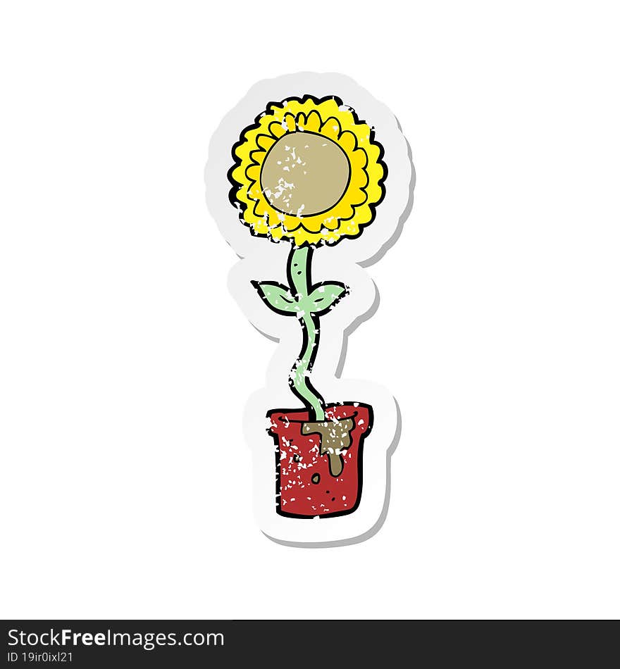 retro distressed sticker of a cartoon flower