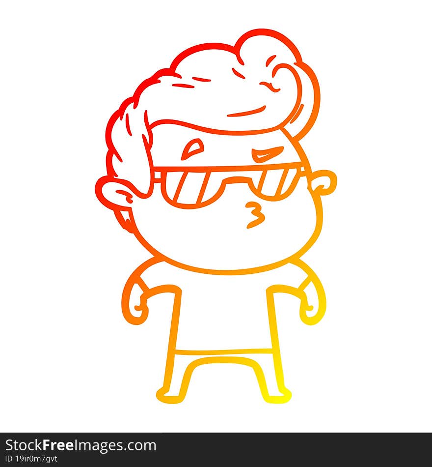 warm gradient line drawing cartoon cool guy