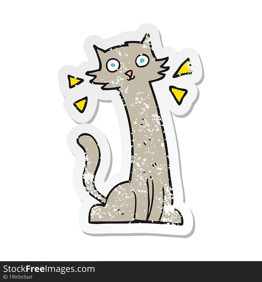 Retro Distressed Sticker Of A Cartoon Cat