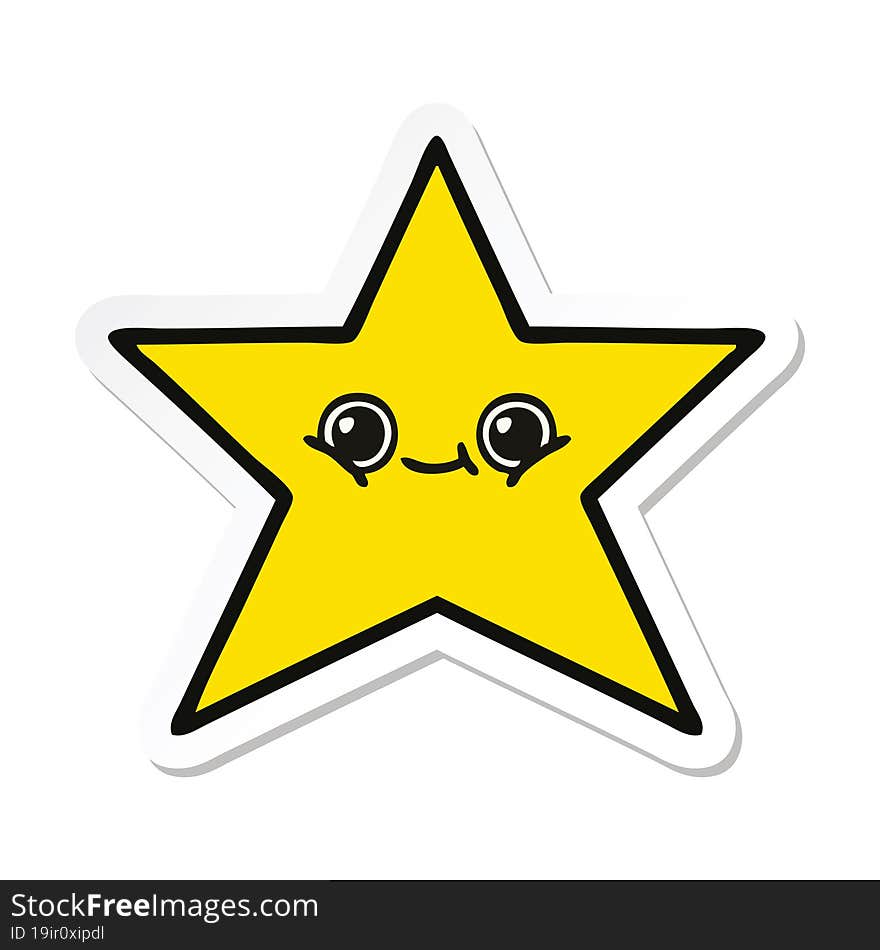 sticker of a cute cartoon gold star