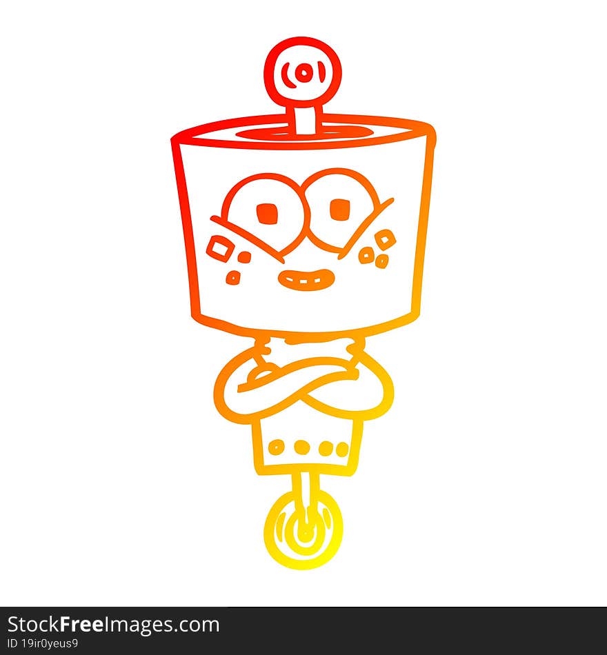 Warm Gradient Line Drawing Happy Cartoon Robot