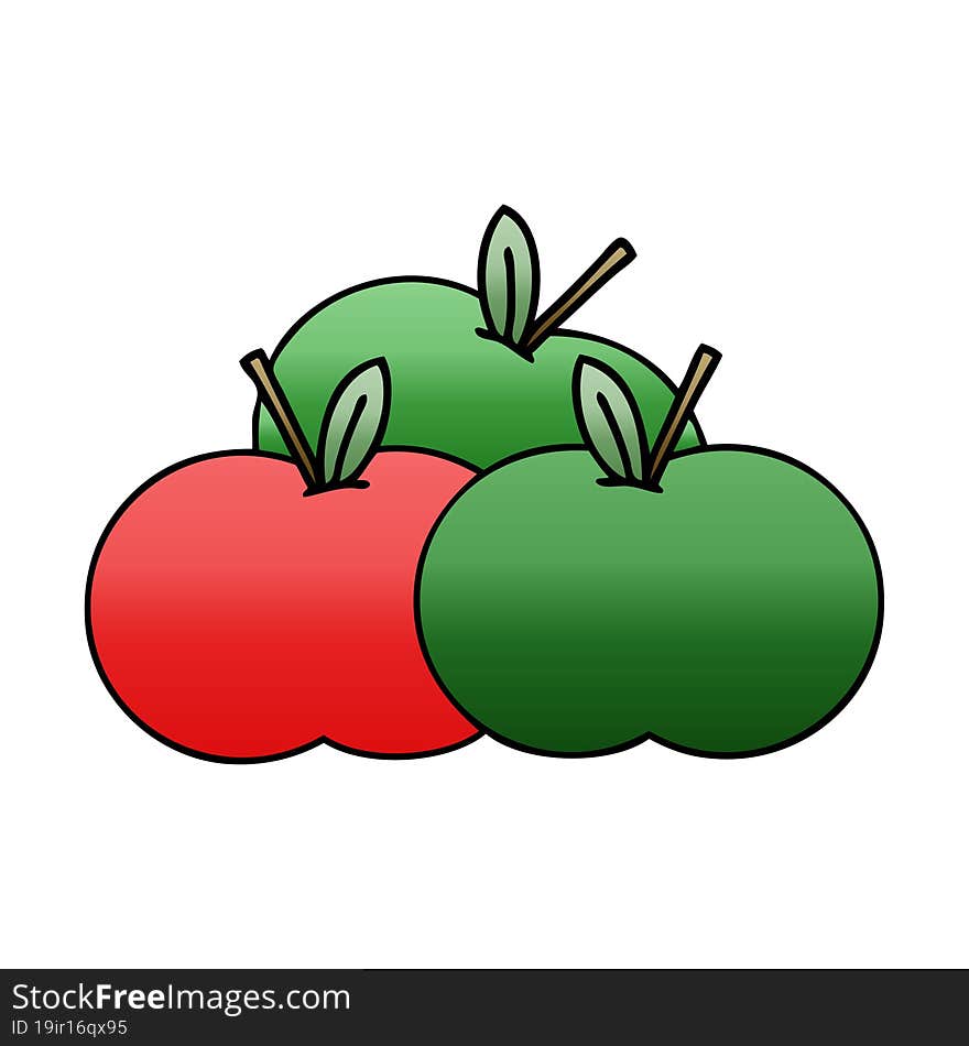 gradient shaded cartoon apples