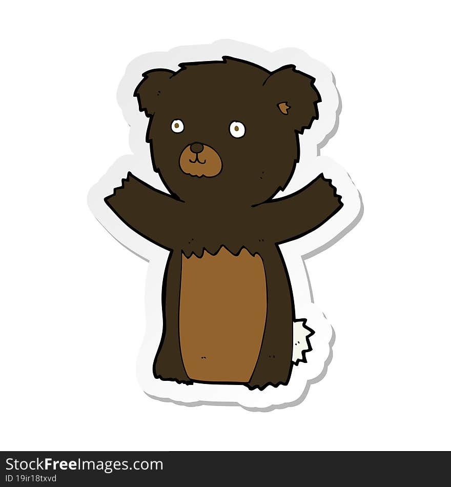 Sticker Of A Cute Cartoon Black Bear