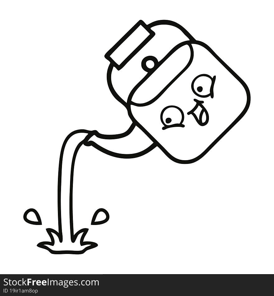 Line Drawing Cartoon Pouring Kettle