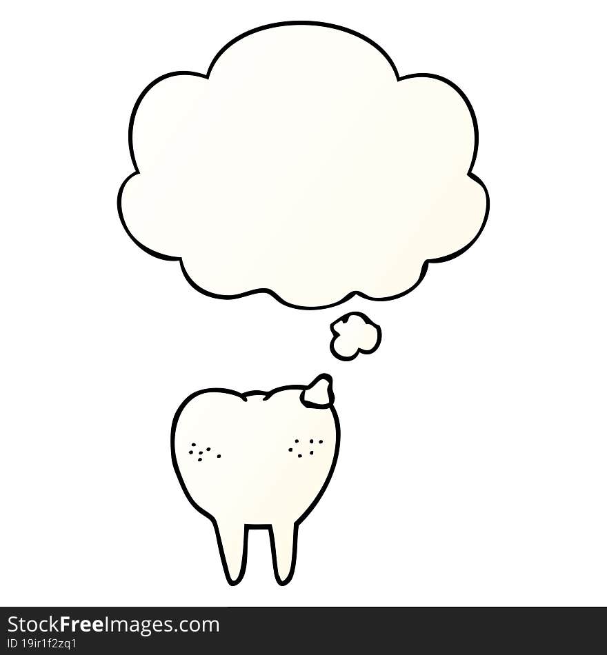 cartoon tooth and thought bubble in smooth gradient style