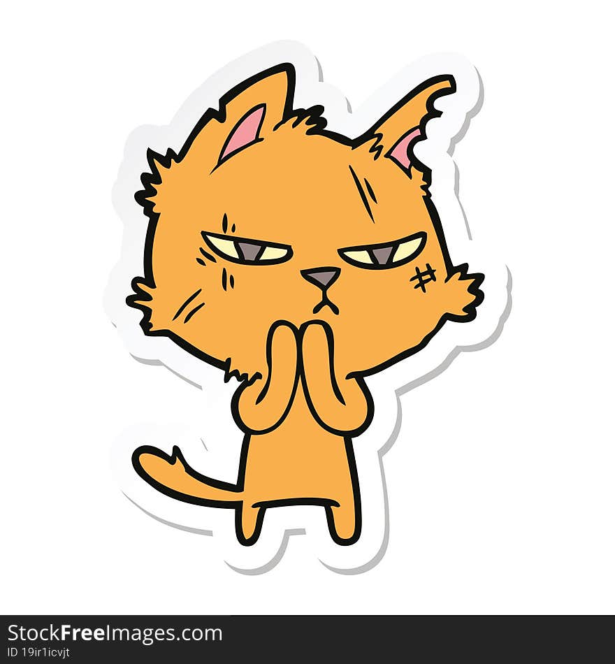 Sticker Of A Tough Cartoon Cat