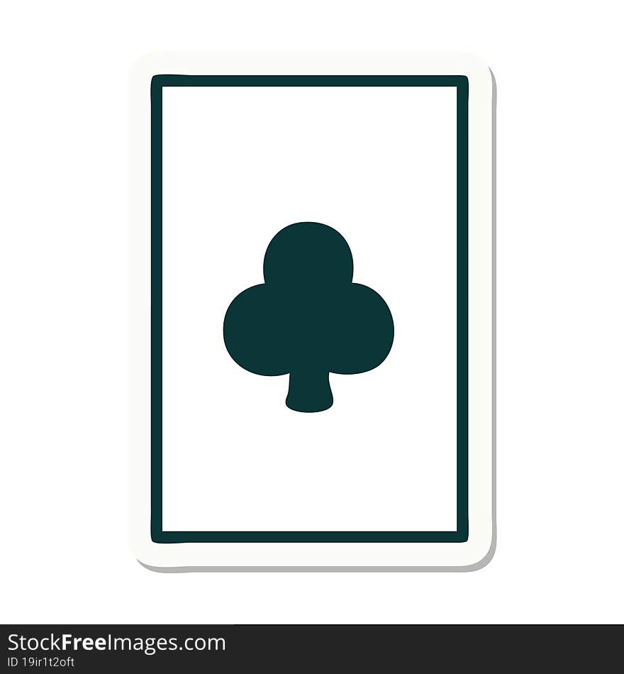 tattoo style sticker of the ace of clubs