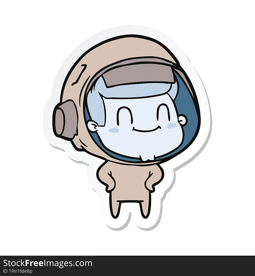 sticker of a happy cartoon astronaut man