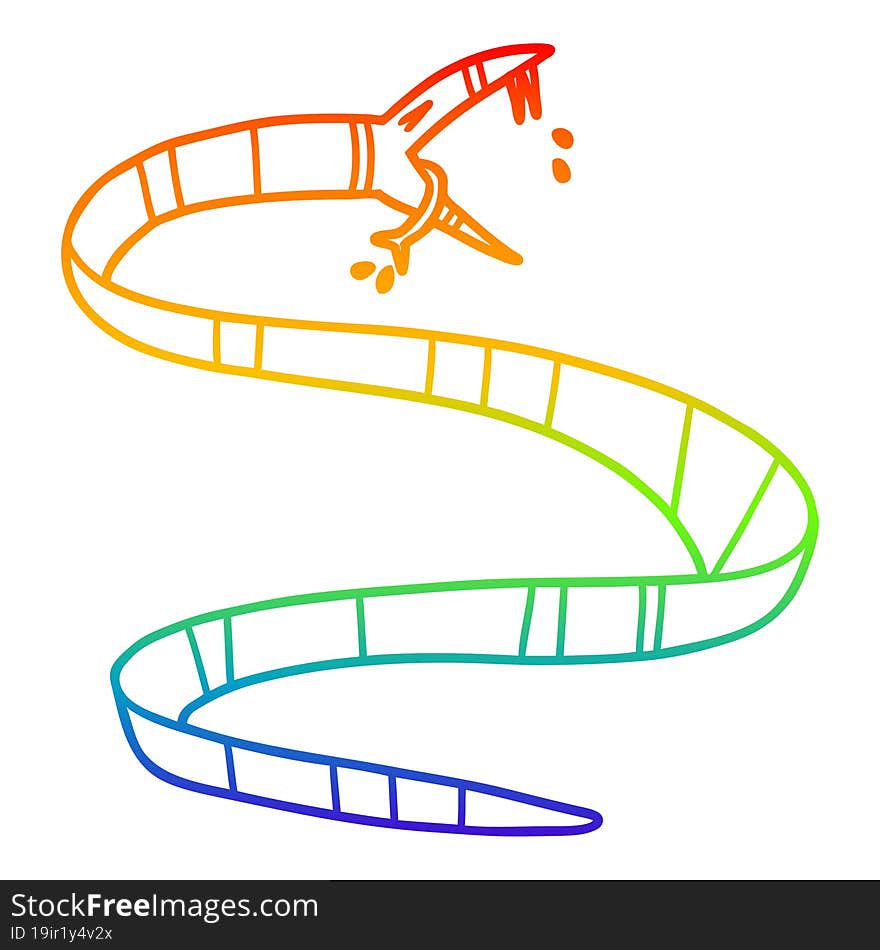 rainbow gradient line drawing cartoon poisonous snake