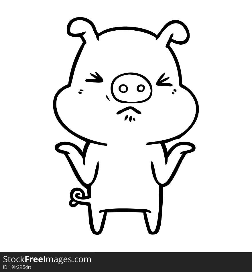 cartoon angry pig. cartoon angry pig