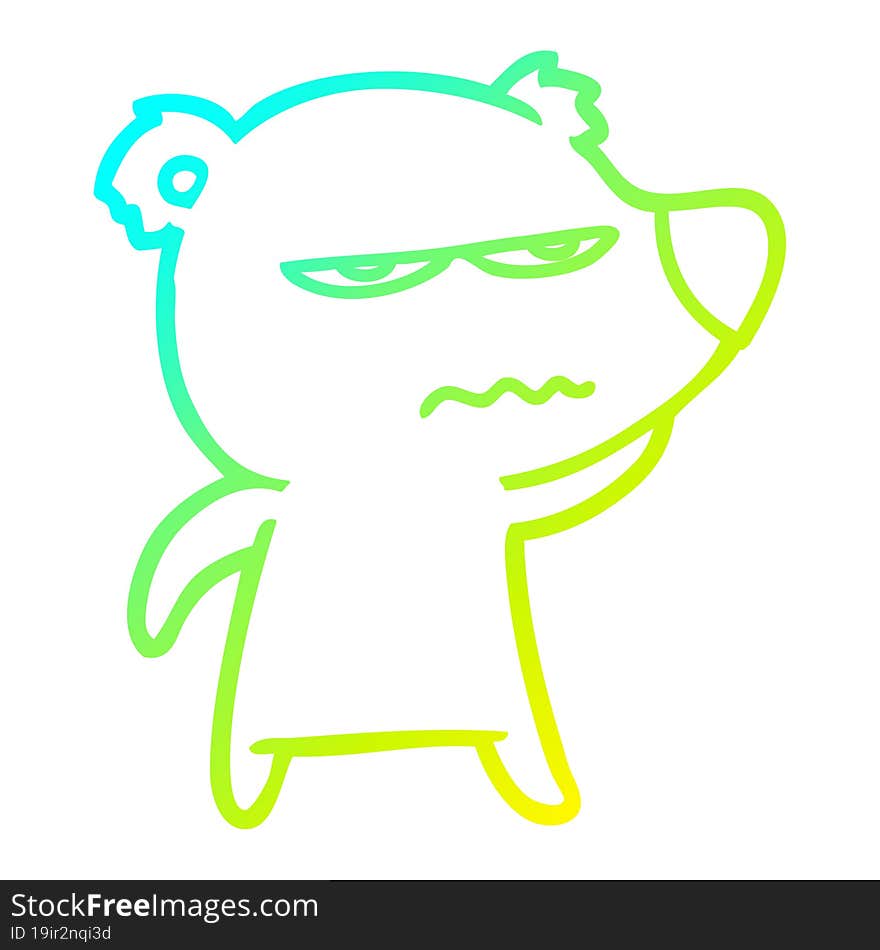 cold gradient line drawing angry bear cartoon