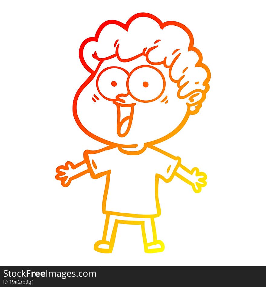 warm gradient line drawing cartoon happy man