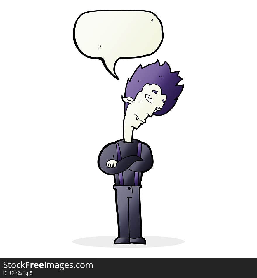 cartoon vampire with speech bubble