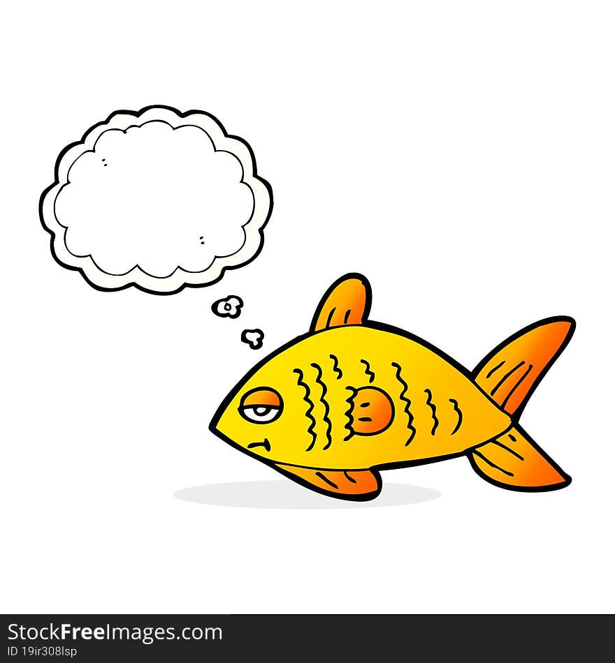 cartoon funny fish with thought bubble