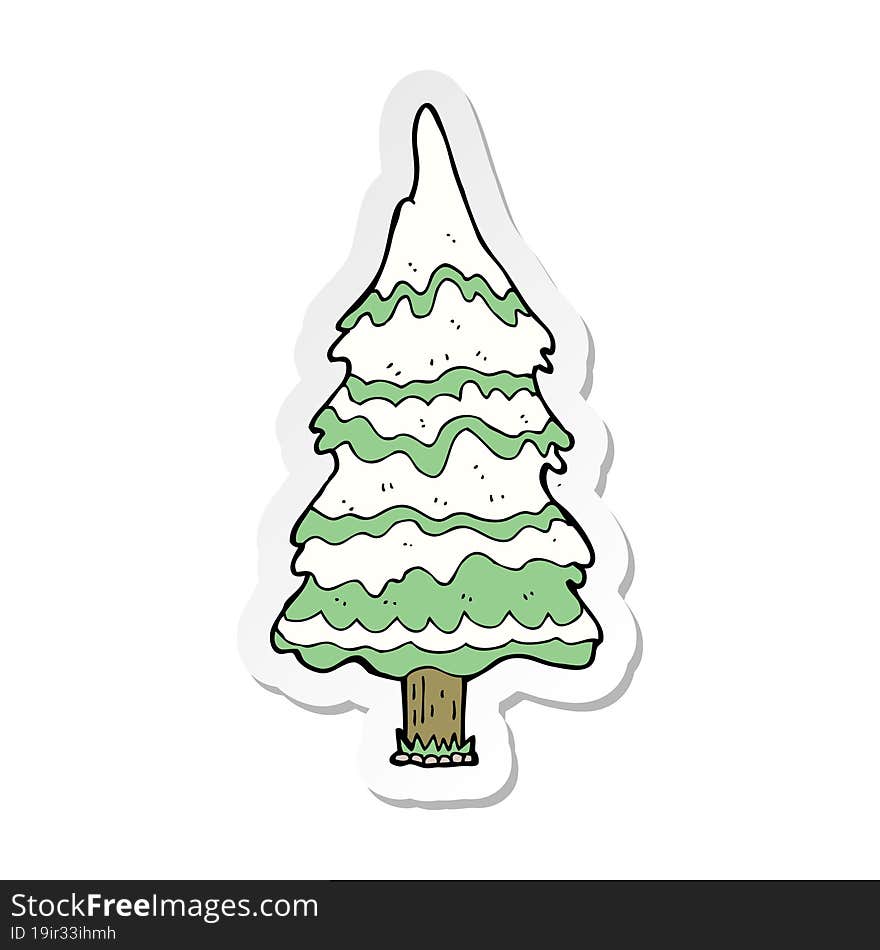 Sticker Of A Cartoon Christmas Tree