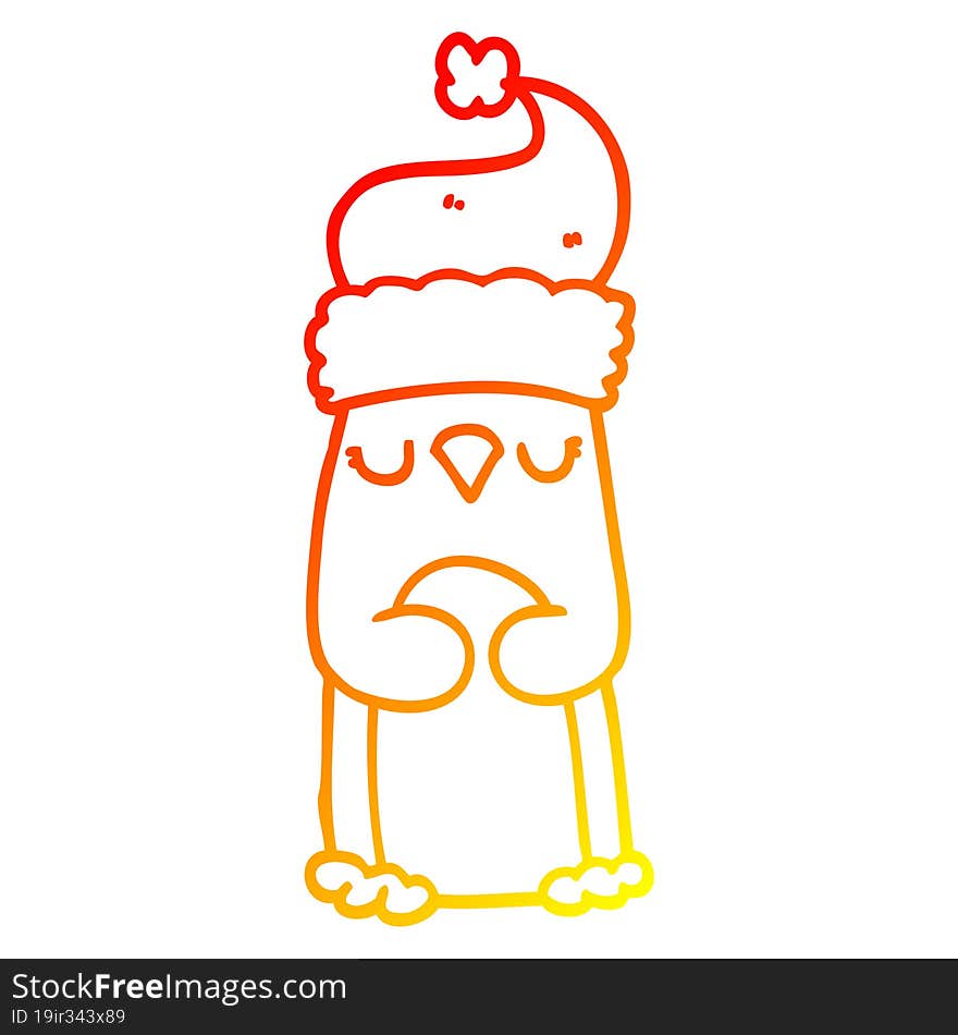 warm gradient line drawing cartoon christmas penguin