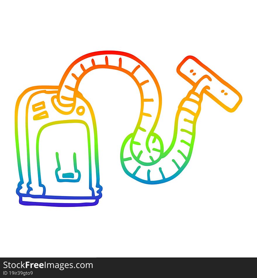 rainbow gradient line drawing cartoon vacuum cleaner