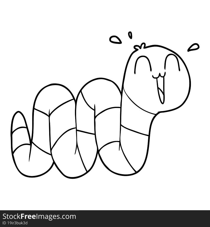 cartoon nervous worm. cartoon nervous worm