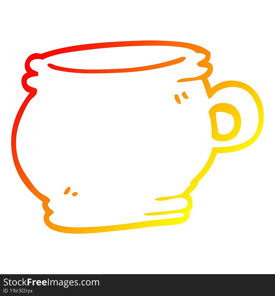 warm gradient line drawing cartoon cup