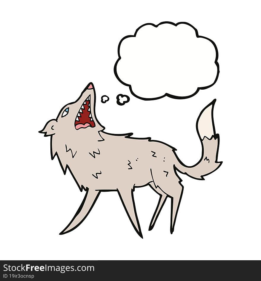 Cartoon Snapping Wolf With Thought Bubble