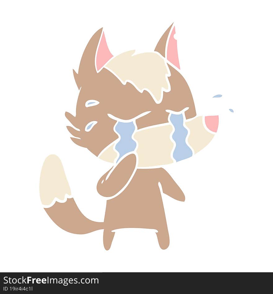 flat color style cartoon crying wolf