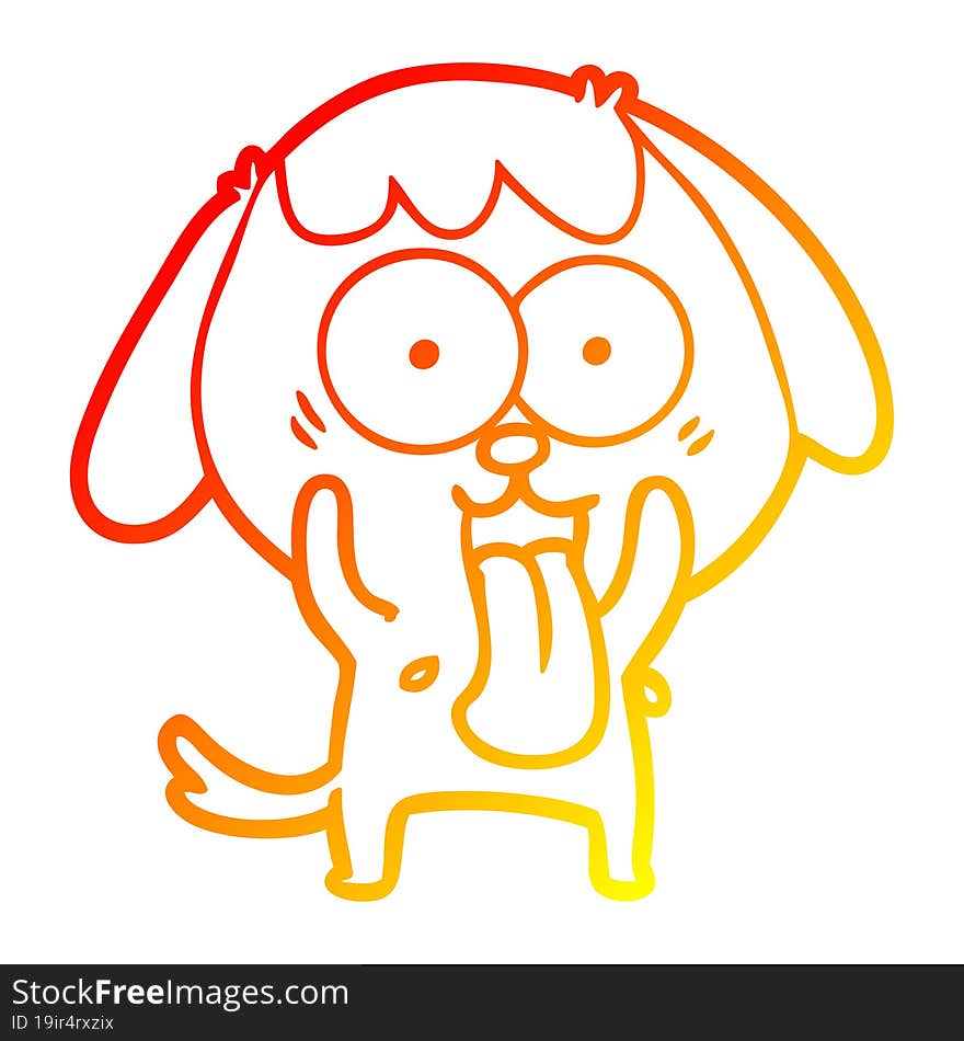 Warm Gradient Line Drawing Cute Cartoon Dog