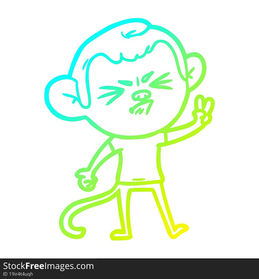 cold gradient line drawing cartoon angry monkey