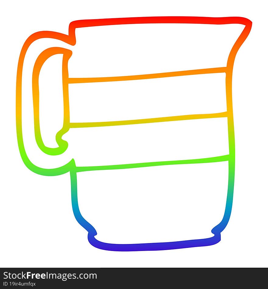 rainbow gradient line drawing cartoon milk jug