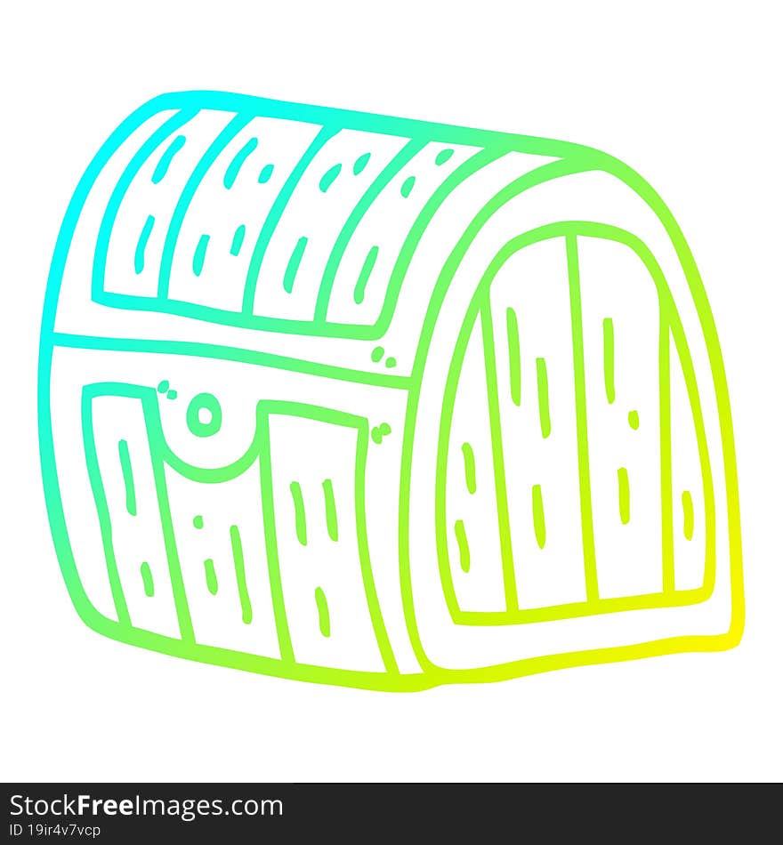 cold gradient line drawing of a cartoon treasure chest