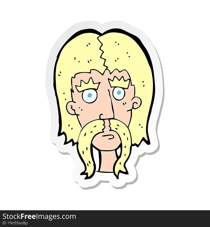 sticker of a cartoon man with long mustache