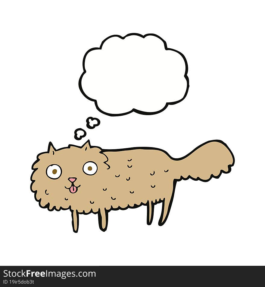 cartoon furry cat with thought bubble